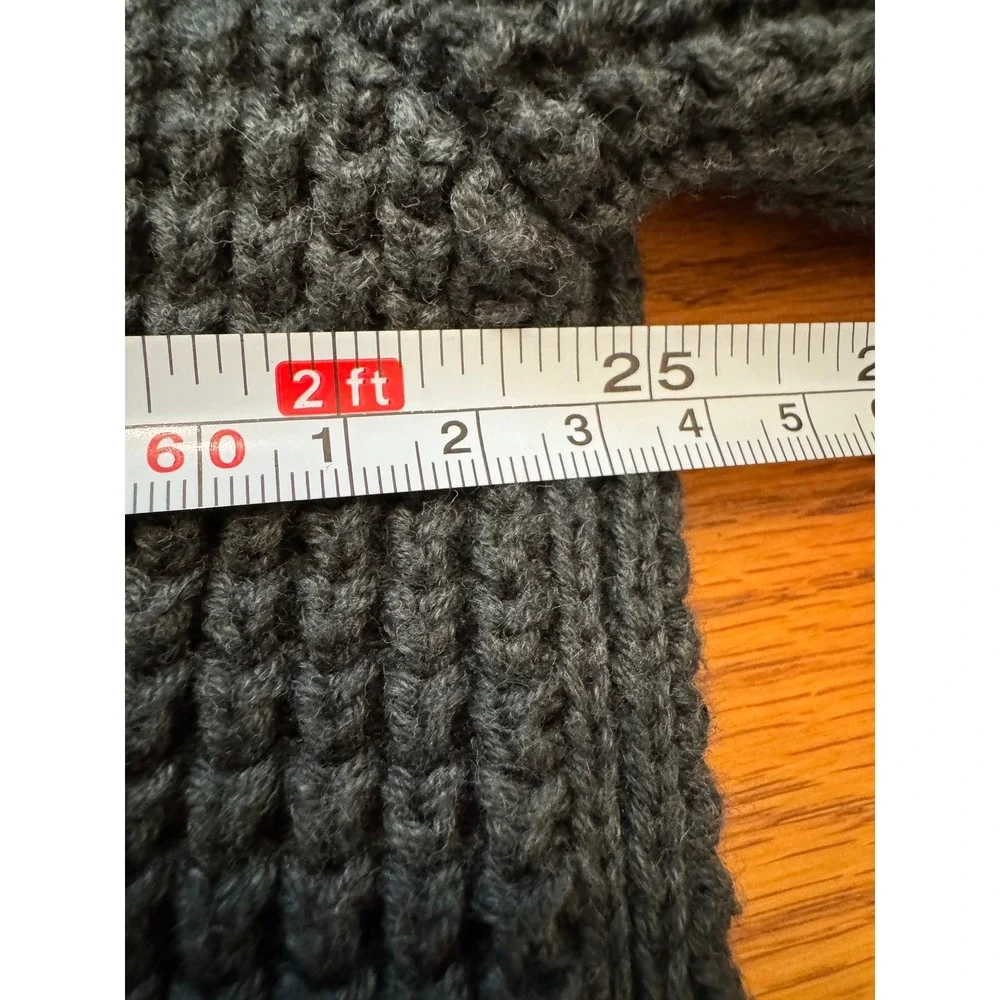 LL Bean Cardigan Mens XL Green Shawl Collar Waffle Knit Organic Cotton Chunky